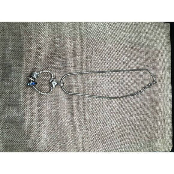 Brighton Charm Holder Necklace Open Heart Reversible Snake Chain 16-18" with Cha - Picture 4 of 10